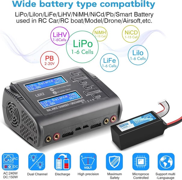 LiPo Battery Charger Dual RC LiPo AC150W DC240W 10A C240 Balance Battery Charger62950954728707114