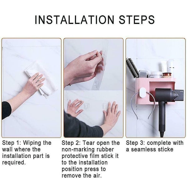 Hair Dryer Stand Storage Rack Free Punching Bathroom Wall-mounted Multi-function Carousel 2