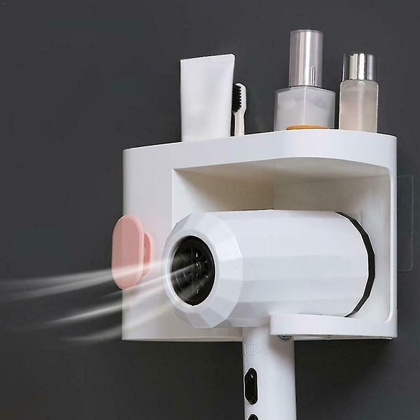 Hair Dryer Stand Storage Rack Free Punching Bathroom Wall-mounted Multi-function Carousel 5