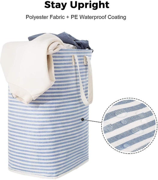 72l Waterproof Collapsible Fabric Dirty Laundry Hamper With Large Capacity, Blue Carousel 2