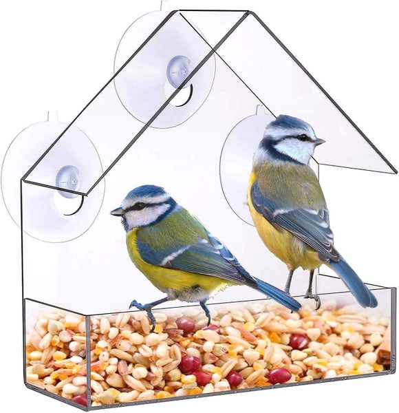 Bird Feeder, Clear Window Outside Hanging Bird Feeder House With Suction Cup, Ac Carousel 1