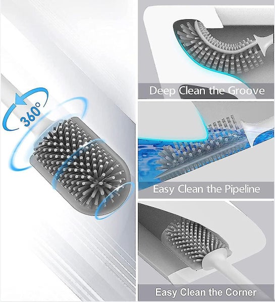 Toilet Brush, Plastic Toilet Brush Set With Wall Mount And Floor Stand, Double S Carousel 2