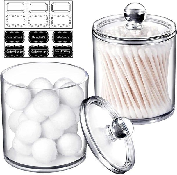 4 Pack Plastic Acrylic Bathroom Vanity Countertop Canister Jars With Storage Lid Carousel 5