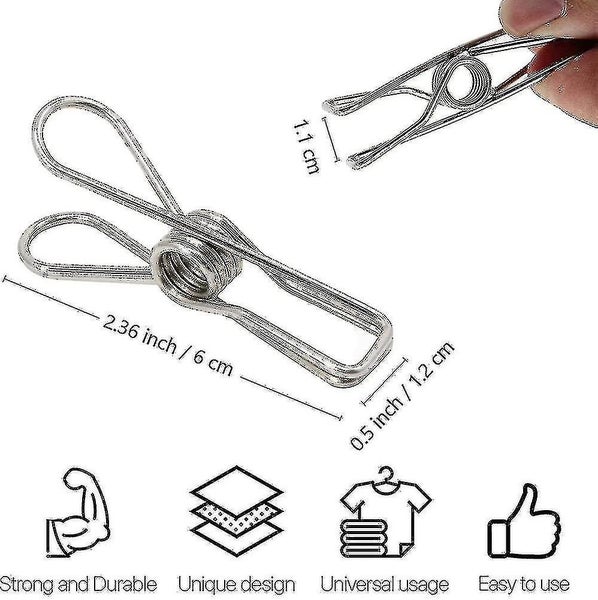 100 Pack Clothes Pegs, Stainless Steel Laundry Hanging Clothesline Clips Carousel 2
