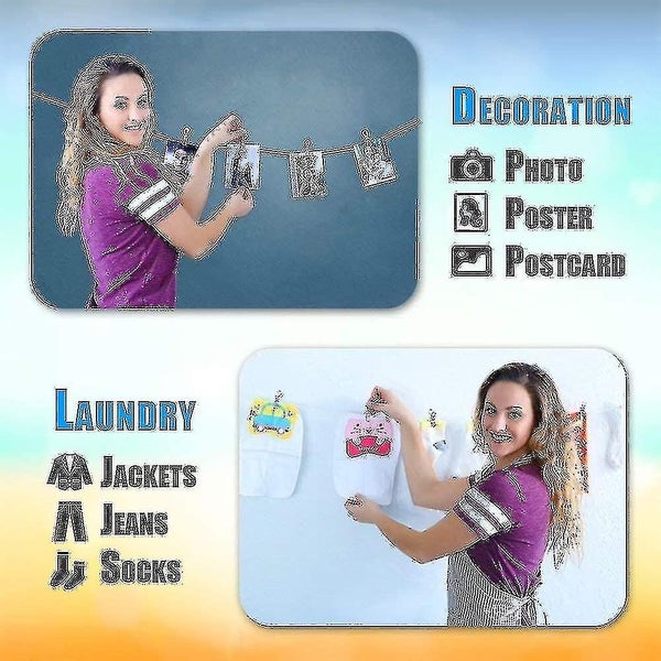 100 Pack Clothes Pegs, Stainless Steel Laundry Hanging Clothesline Clips Carousel 5