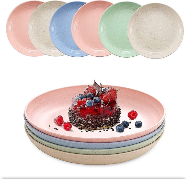 6 Inch Wheat Straw Deep Dinner Plates - Microwave And Dishwasher Safe, Unbreakab Carousel 1