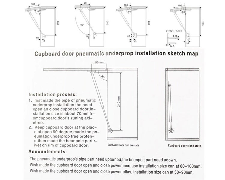 Gas struts 100N Stainless 1 pair Carousel 2