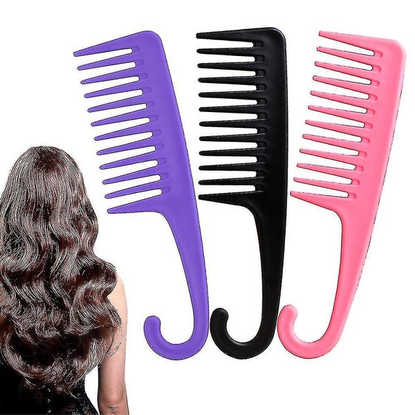 Wide Tooth Comb Set, 3pcs Hair Comb Wet Shower Detangling Comb Curl Hairbrush Fo Carousel 1