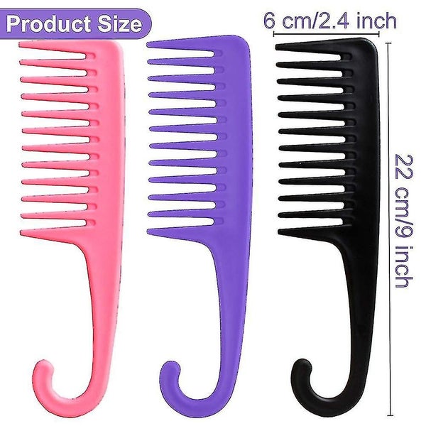 Wide Tooth Comb Set, 3pcs Hair Comb Wet Shower Detangling Comb Curl Hairbrush Fo Carousel 2