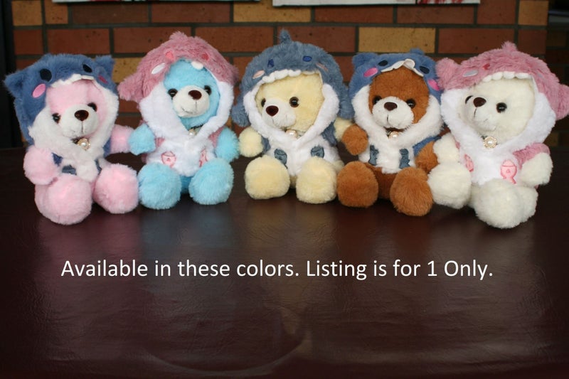 NEW Shark Bear Gift for Someone Special - Pink Bear & Blue Shark Hoodie Carousel 1