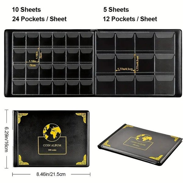 300 Coins Pockets Collecting Coin Collection Storage Holder Money Album Book Carousel 1