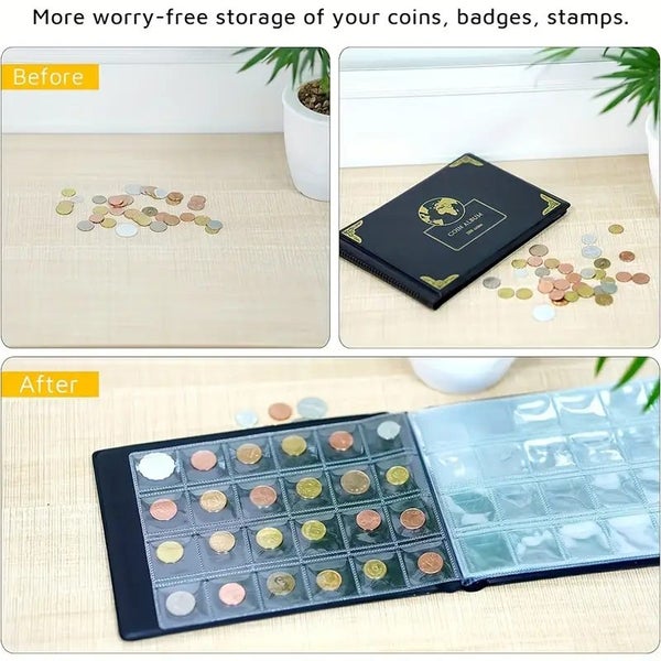 300 Coins Pockets Collecting Coin Collection Storage Holder Money Album Book Carousel 7
