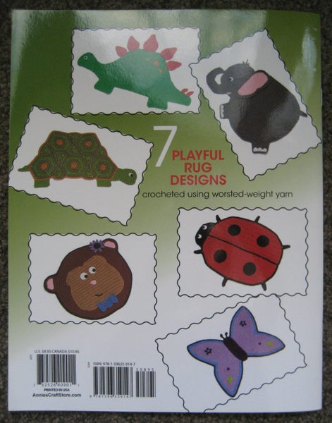CROCHET 7 RUGS Dinosaur Owl Elephant Butterfly PATTERNS BOOK Carousel 4