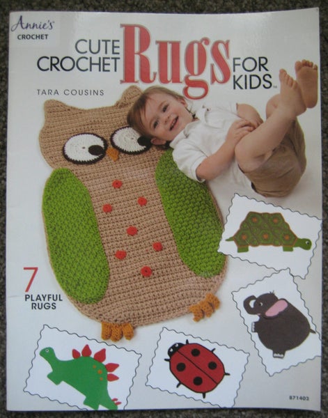 CROCHET 7 RUGS Dinosaur Owl Elephant Butterfly PATTERNS BOOK Carousel 1