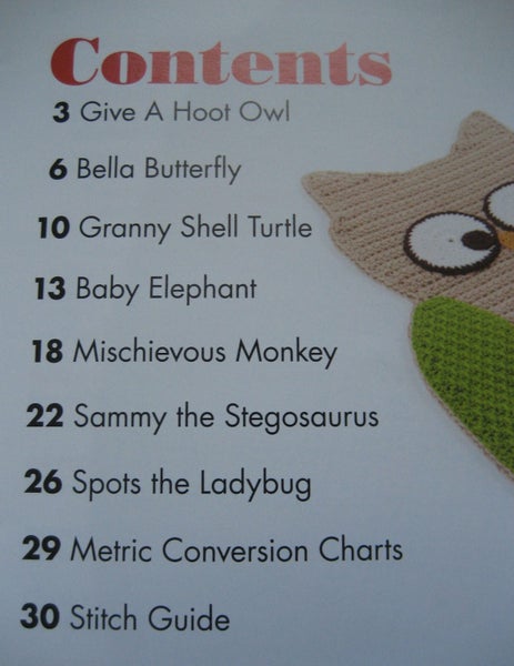 CROCHET 7 RUGS Dinosaur Owl Elephant Butterfly PATTERNS BOOK Carousel 2