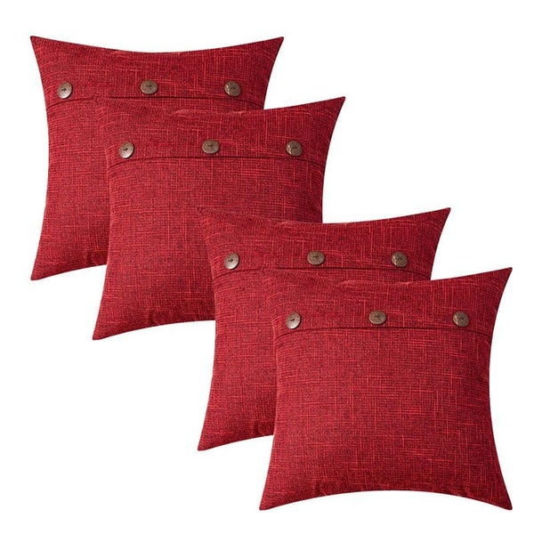 3 Button Flax Throw Pillow Cover - 4 Packs Carousel 2