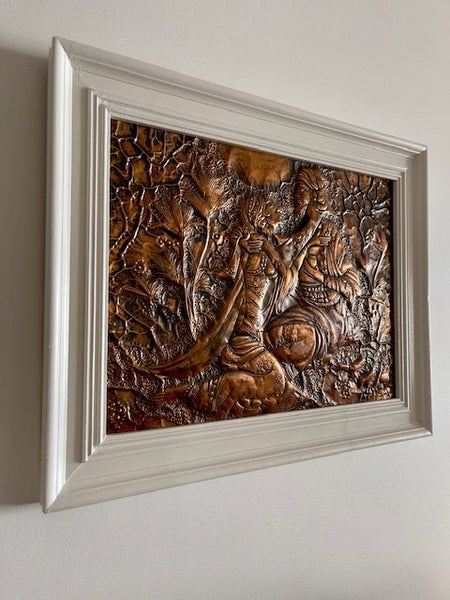 VINTAGE INDIAN COPPER RELIEF EMBOSSED WALL HANGING Carousel 2