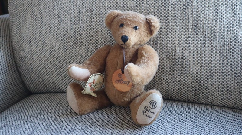 $100 NR NZ made Robin Rive Teddy Bear HENRY - collectable heirloom Carousel 1