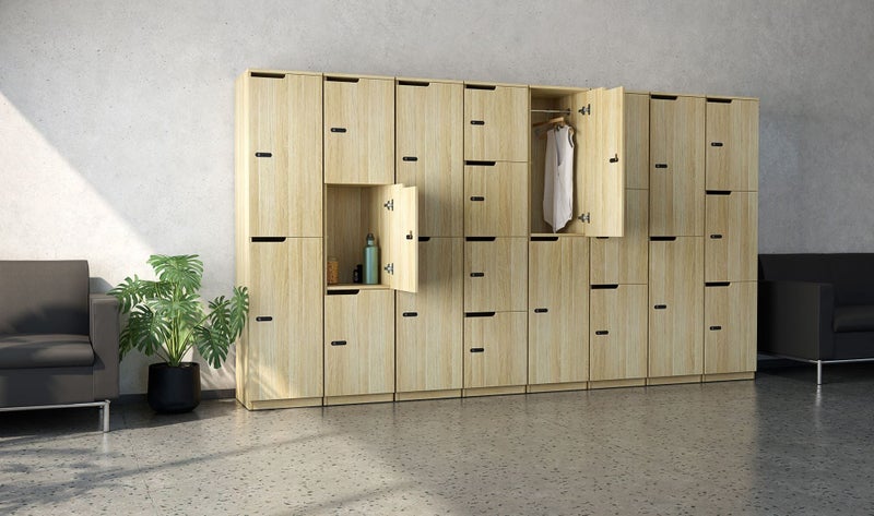 Knight's Smart Cubit 4 Door Lockable Locker, Atlantic Oak Carousel 2
