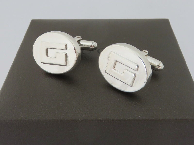 Gucci Sterling Silver Oval G Logo Cufflinks Carousel 1