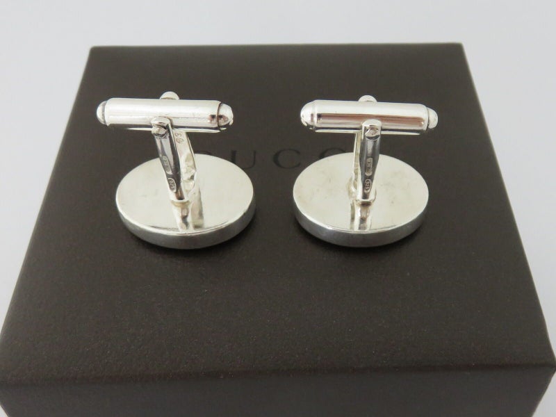 Gucci Sterling Silver Oval G Logo Cufflinks Carousel 2