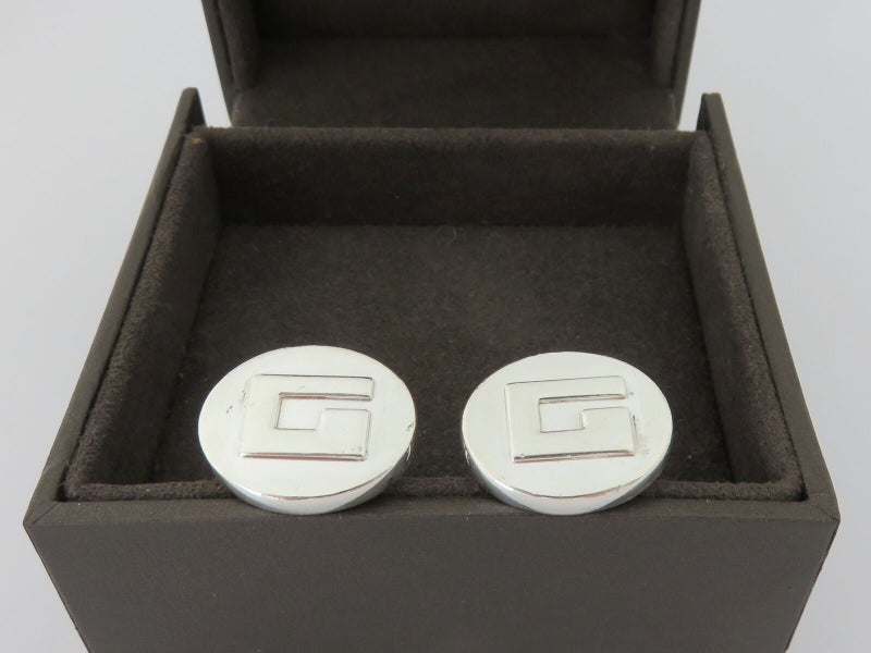 Gucci Sterling Silver Oval G Logo Cufflinks Carousel 5