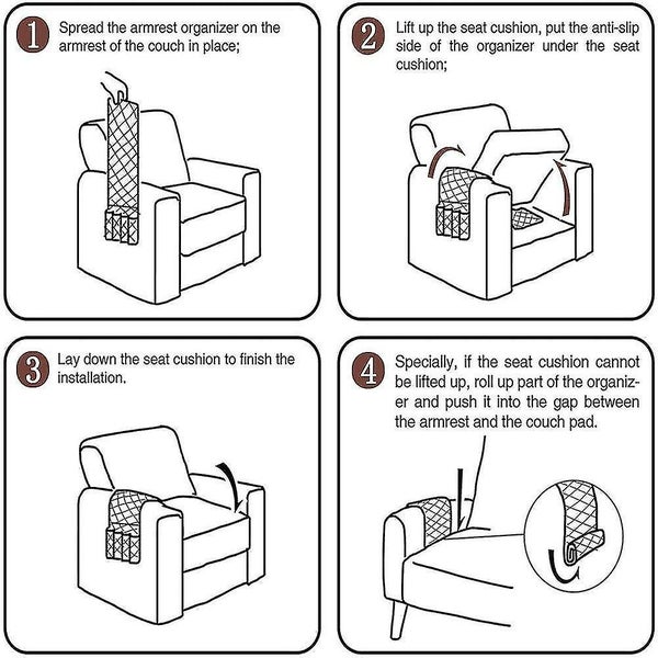 Armrest Storage Bag Non-slip Sofa Armrests Organizer 90 * 33cm 5 Pockets Sofa Or Carousel 2