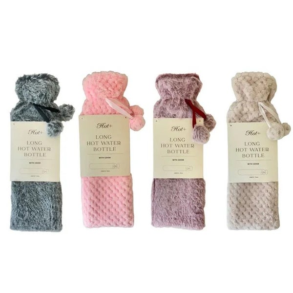 2L Extra Long Hot Water Bottle with Soft Comfy Cover Winter Warm Natural Rubb... Carousel 1