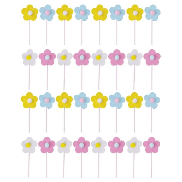 Flower Cake Topper Kit - Decorate Your Birthday Party With Multicolor Flower Cup Carousel 1