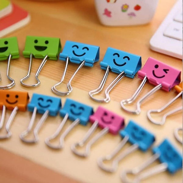 40 Pack Colored Paper Clips With Cute Loving Smiling Face File Organizer Paper H Carousel 2