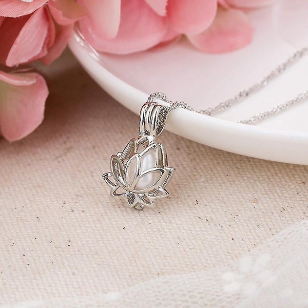 Women Gift Yoga Lotus Flower Luminous Pendant Necklace Glow In The Dark Jeweller Carousel 2