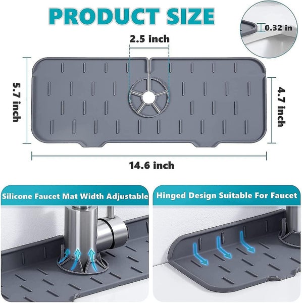 Kitchen Sink Splash Guard, Silicone Faucet Mat For Bathroom Faucet Water Catcher Carousel 5