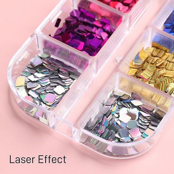 Glitter Nail Art Sequins - Rectangle Glitters Flakes Design For Girls Nail Decor Carousel 5