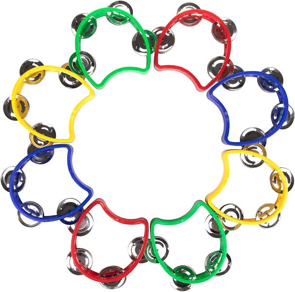 8 Pack Plastic Tambourines Handheld Tambourine Bells Musical Hand Percussion Jin Carousel 1