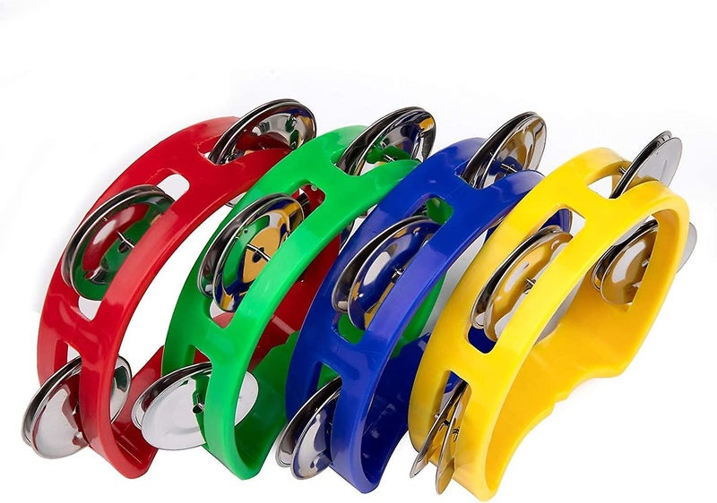 8 Pack Plastic Tambourines Handheld Tambourine Bells Musical Hand Percussion Jin Carousel 4