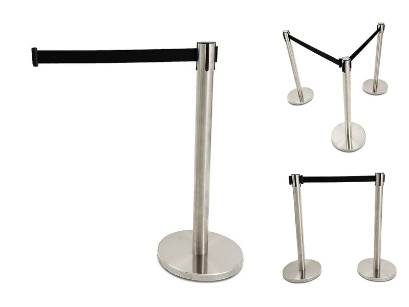 Crowd Control Stand with 2m Retractable Black Strap Carousel 2