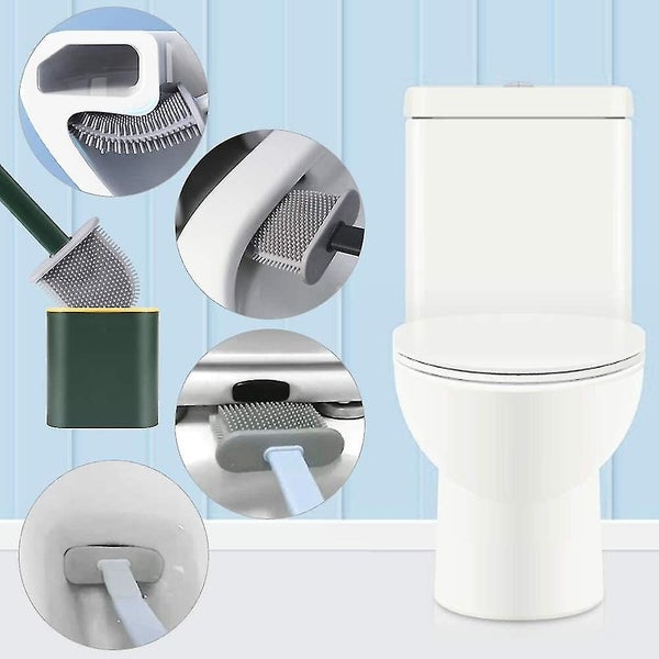 Hanging Toilet Brush - Silicone with Hygienic Holder and Quick-Dry, Green Carousel 2