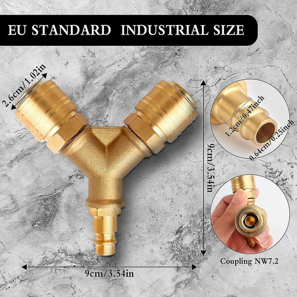Airline Hose Connectors, 1/4" Bsp Air Line Fittings 3 Way Quick Release Y Splitt Carousel 2
