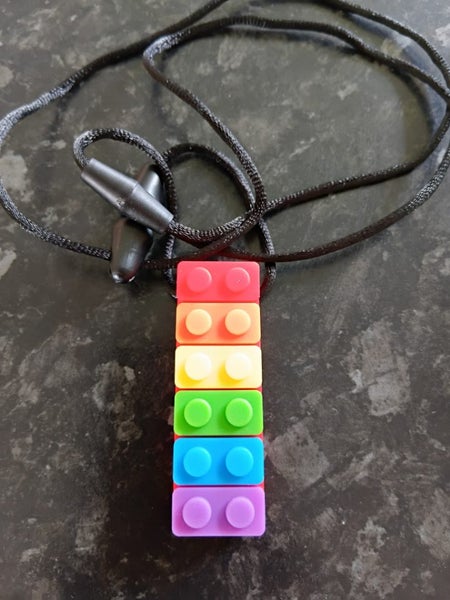 Rainbow lego adjustable length-red back-teething necklace Carousel 1