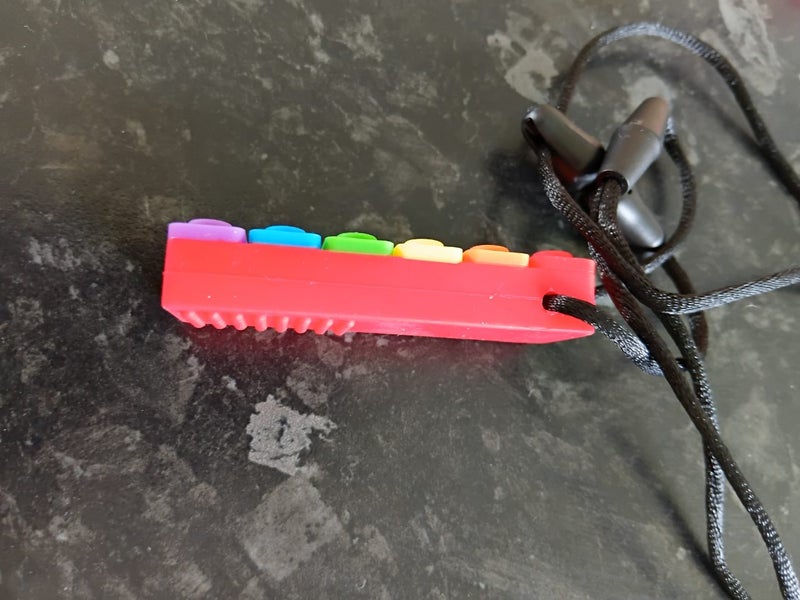 Rainbow lego adjustable length-red back-teething necklace Carousel 2