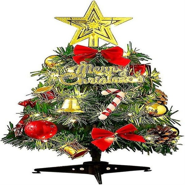 Mini Artificial Christmas Tree with Wire Rope Lights - Indoor Tabletop Decoratio Carousel 1