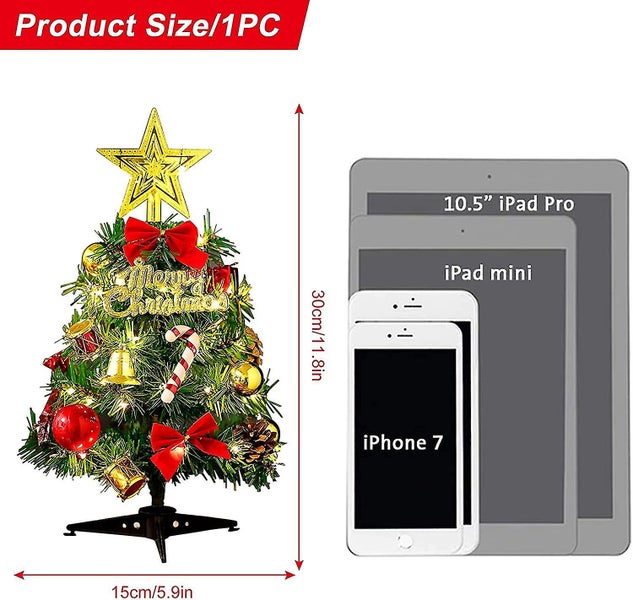 Mini Artificial Christmas Tree with Wire Rope Lights - Indoor Tabletop Decoratio Carousel 2