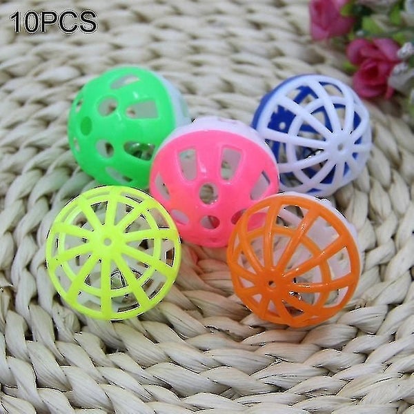 10 Pcs Pet Plastic Hollow Out Round Cat Hamster Play Balls Colorful Ball Chase Carousel 1