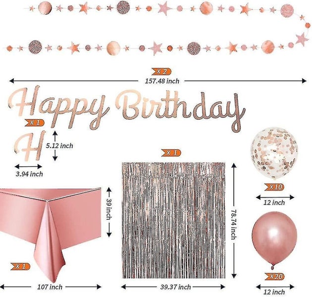 Rose Gold Birthday Party Decoration - Happy Birthday Banner Carousel 2