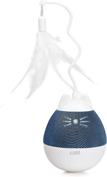 Catit Pixi Spinner Treat Dispenser Interactive Cat Toy - White and Blue Carousel 1