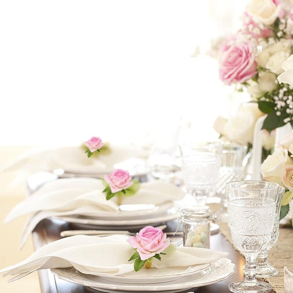 8 Pack Napkin Rings Faux Rose Table Decorations Carousel 5