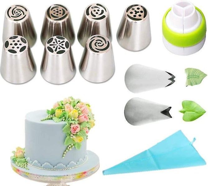 Nozzle Set, Professional Stainless Steel Russian Nozzle Attachments Cupcake Dec Carousel 1