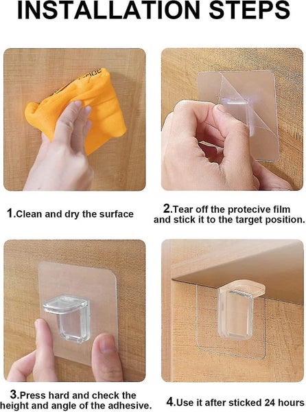Closet Cabinet Shelf Adhesive Support Bracket Clear Plastic Adhesive Pegs Hanger Carousel 5