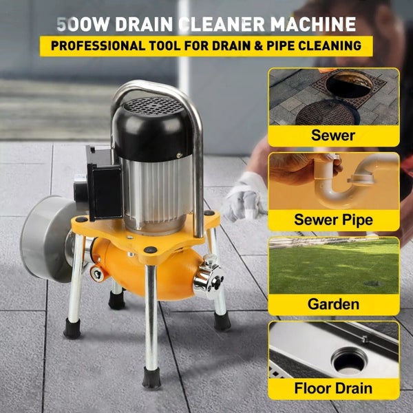 Drain Cleaner Machine Snake Electric 700W Plumbing Sewerage Pipe 66ft 20m Carousel 1