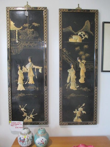 CHINESE MOP VINTAGE WALL PANELS. HAND PAINTED, Carousel 2